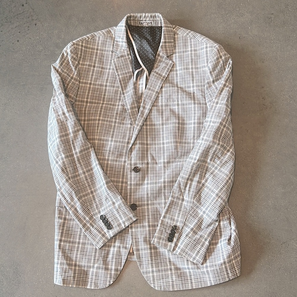 Men’s Express fitted check blazer
